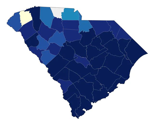 Wood Stork county map