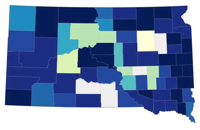 American Pipit county map