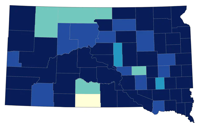 American Tree Sparrow county map