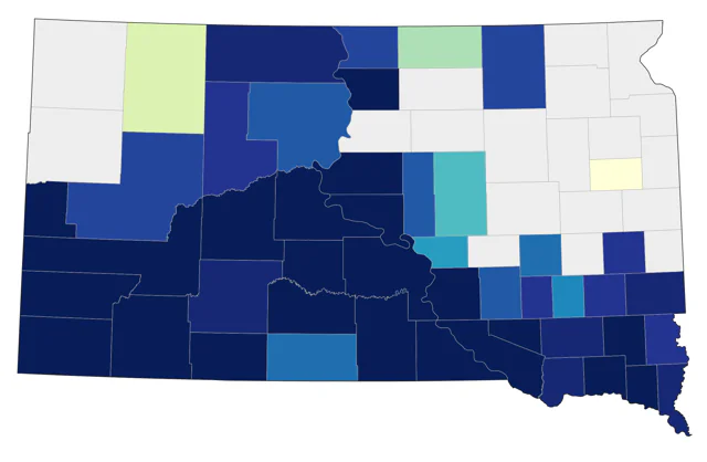 Bell's Vireo county map