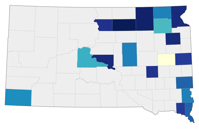 Black-throated Blue Warbler county map