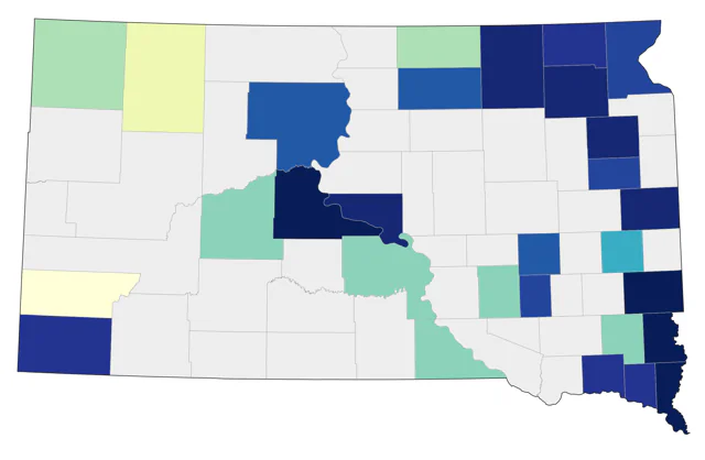 Black-throated Green Warbler county map