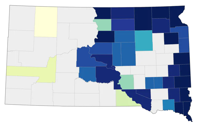 Blue-headed Vireo county map