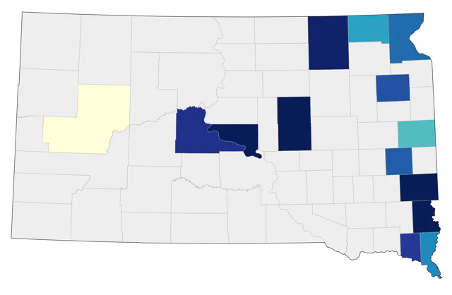 Blue-winged Warbler county map