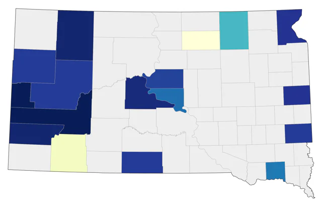 Evening Grosbeak county map