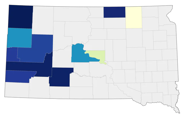 Gray-crowned Rosy-Finch county map