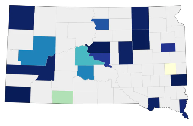 Hudsonian Whimbrel county map