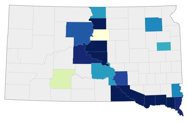 Least Tern county map