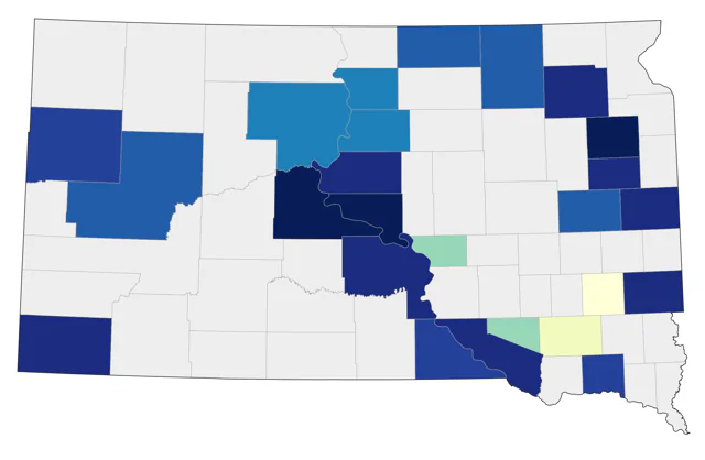Lesser Black-backed Gull county map