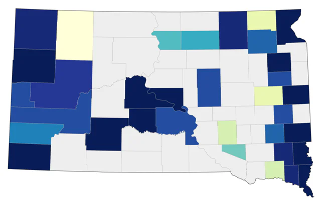 Northern Parula county map