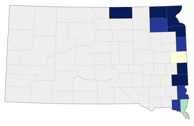 Pileated Woodpecker county map