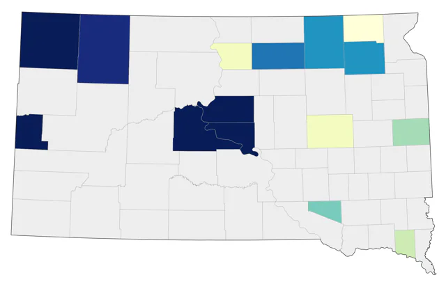 Pine Grosbeak county map