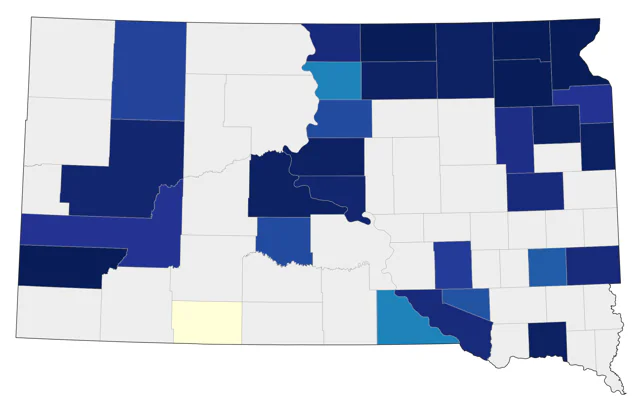 Red-necked Grebe county map
