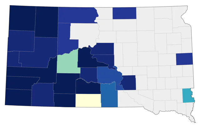 Rock Wren county map