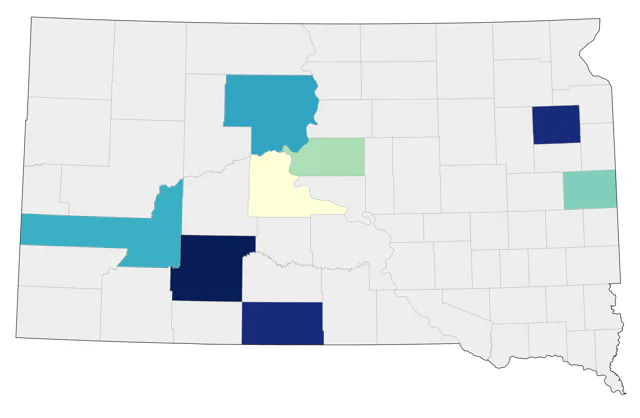 Scissor-tailed Flycatcher county map