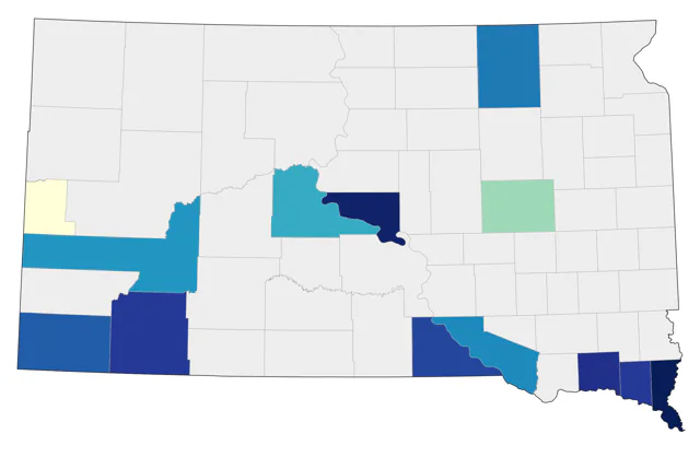 White-winged Dove county map