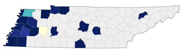 Bell's Vireo county map
