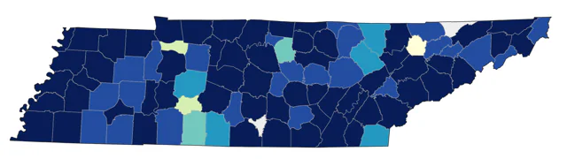 Blue-winged Teal county map