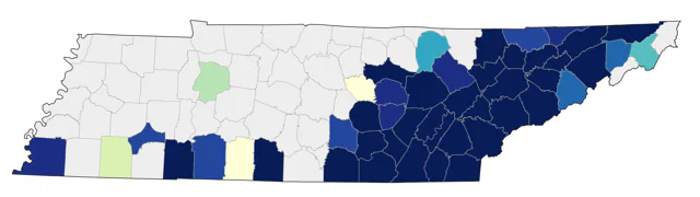 Brown-headed Nuthatch county map
