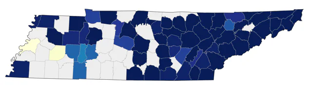 Common Merganser county map