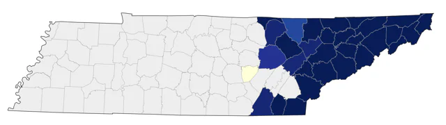 Common Raven county map