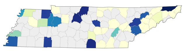 Red-necked Grebe county map