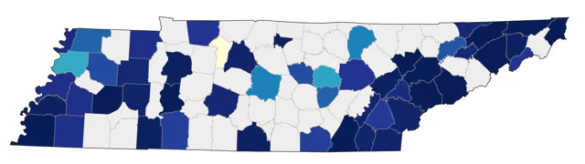 Virginia Rail county map