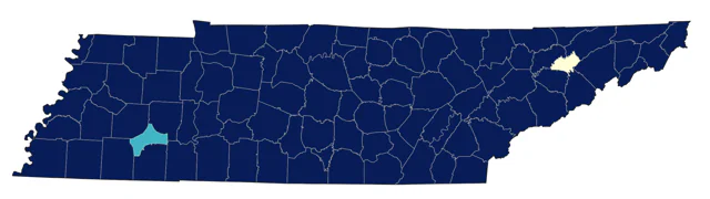 Yellow-throated Warbler county map