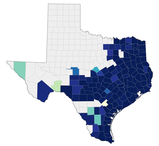 Acadian Flycatcher county map