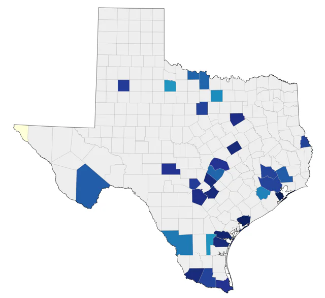 African Collared-Dove county map