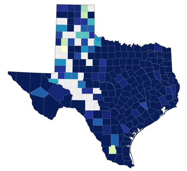American White Pelican county map