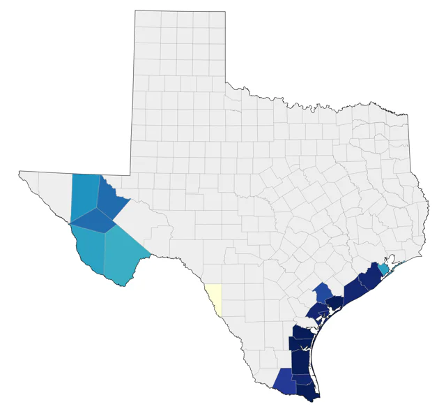 Aplomado Falcon county map