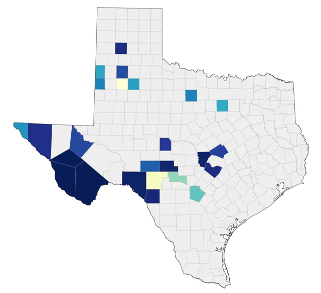 Baird's Sparrow county map