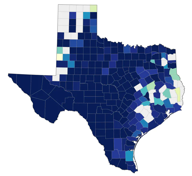 Bell's Vireo county map