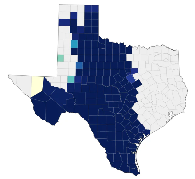 Black-crested Titmouse county map