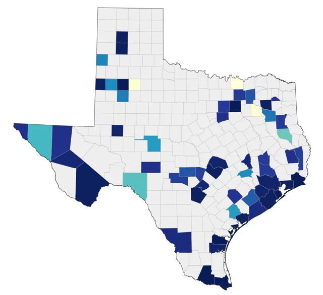 Black-throated Blue Warbler county map