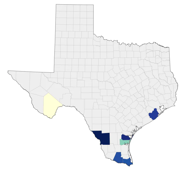 Black-vented Oriole county map