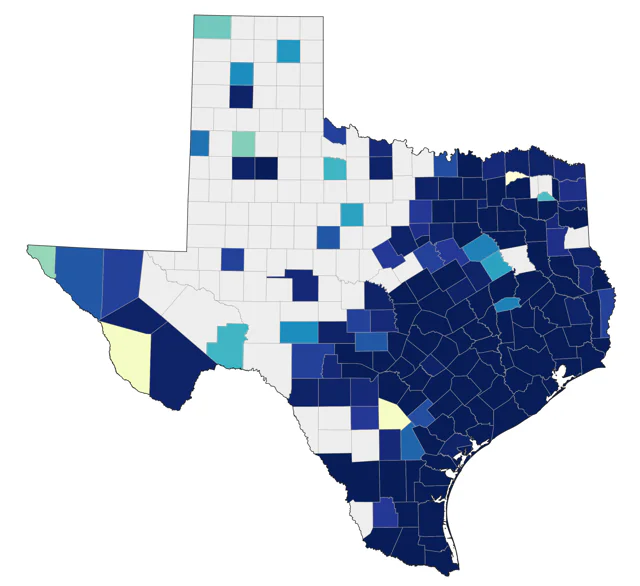 Blackburnian Warbler county map