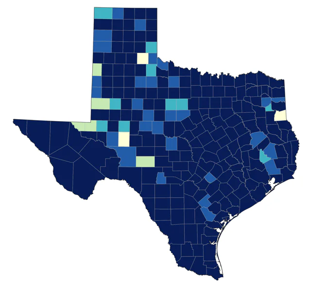 Blue-winged Teal county map