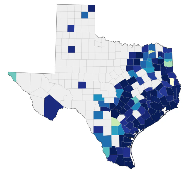 Blue-winged Warbler county map