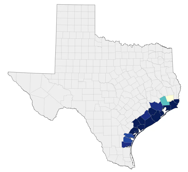 Boat-tailed Grackle county map