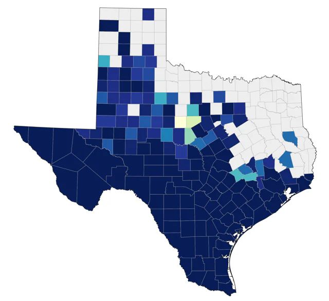 Bronzed Cowbird county map