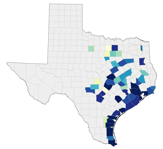 Brown Booby county map