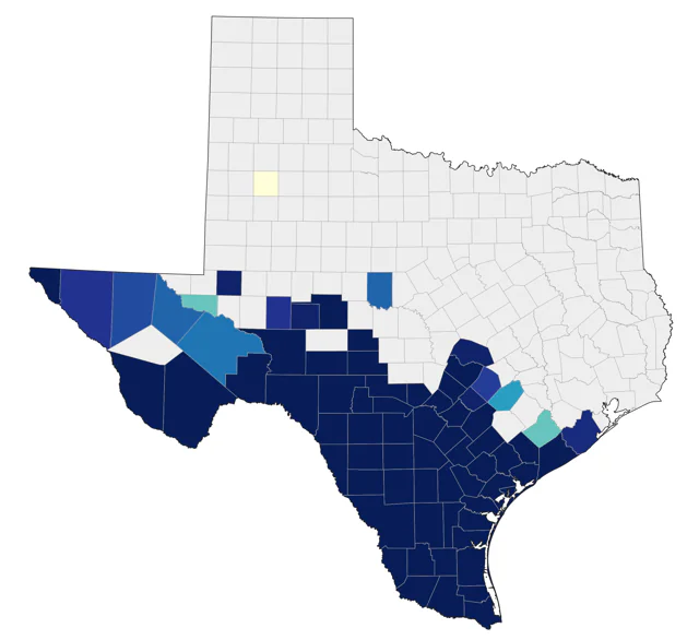 Brown-crested Flycatcher county map