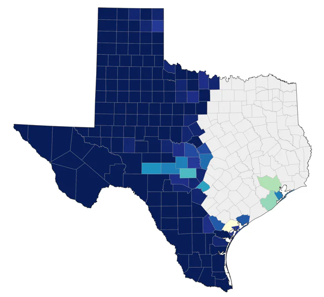 Chihuahuan Raven county map