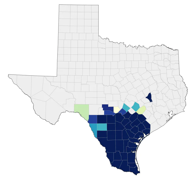 Common Pauraque county map