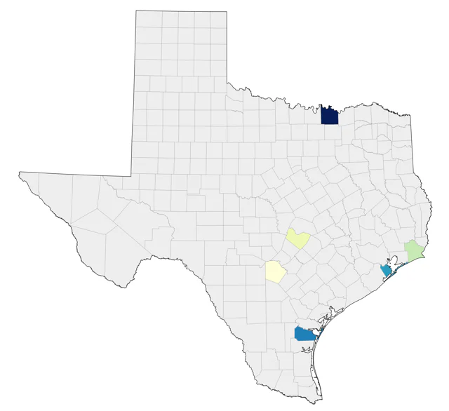 Curlew Sandpiper county map