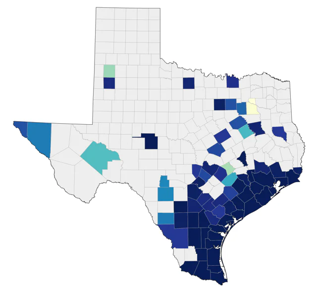 Fulvous Whistling-Duck county map