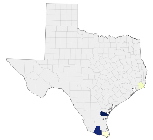 Green-breasted Mango county map