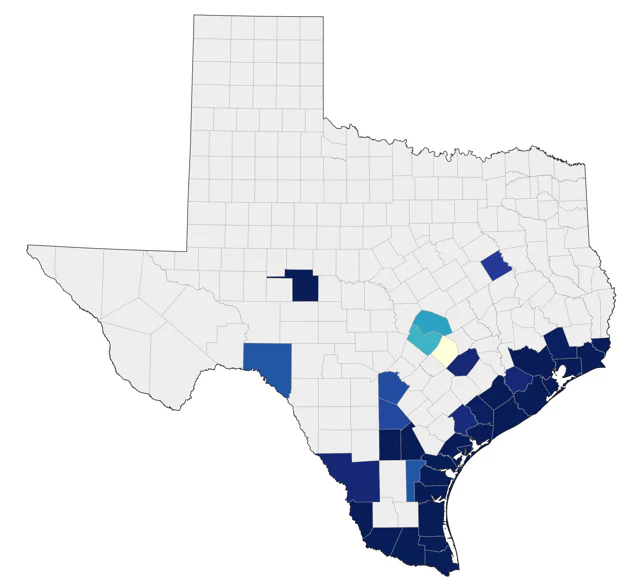 Gull-billed Tern county map